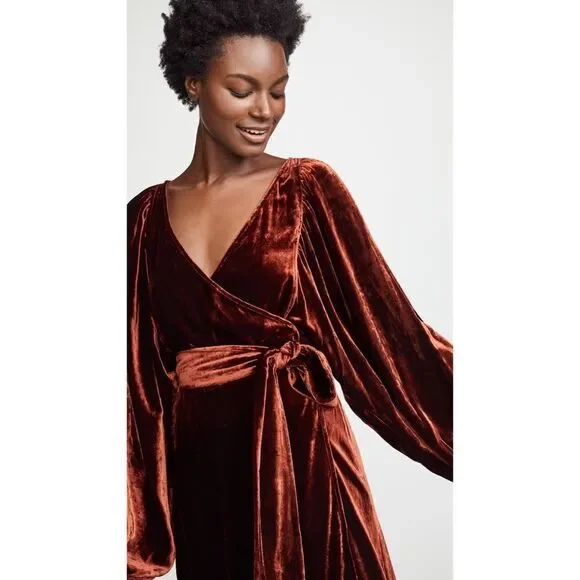 A.L.C Carlo Velvet silk Blend Wrap mini Dress - Picture 6 of 13